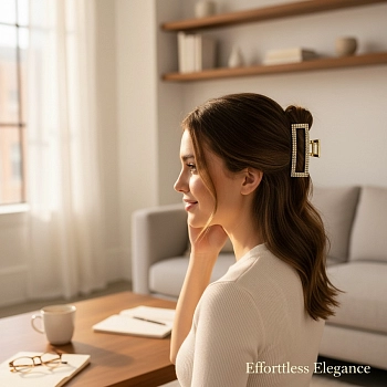 IWOU PROFESSIONAL Краб для волос большой Стразы в золоте 1шт, фото 4