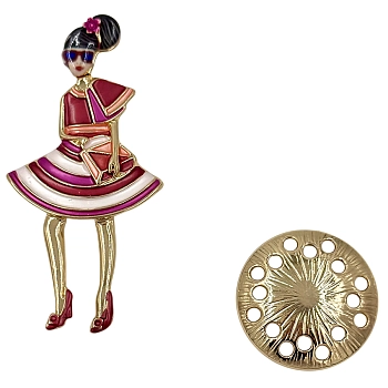 IWOU PROFESSIONAL Брошь-магнит Девочка в малиновом платье, фото 2