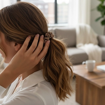 IWOU PROFESSIONAL Резинка для волос Шелк бронза 2шт, фото 4