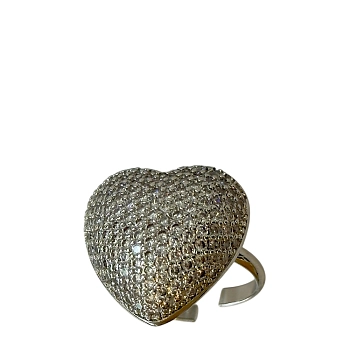 Кольцо Кристальное сердце серебро