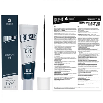 BRONSUN Краска для ресниц и бровей, иссиня-чёрный / BRONSUN #3 15 мл, фото 3