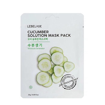 Маска тканевая для лица Огурец / Lebelage Cucumber Solution Mask Pack 25 гр