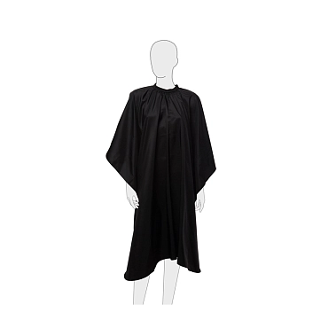 DEWAL PROFESSIONAL Пеньюар для стрижки Матовый, полиэстер, на крючках, черный 128х148 см, фото 2