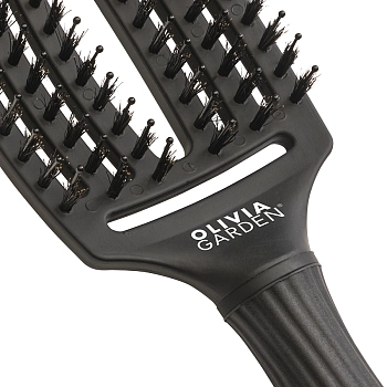 OLIVIA GARDEN Щетка щетина+нейлон Fingerbrush Care Iconic Boar&Nylon Full Black M, фото 3