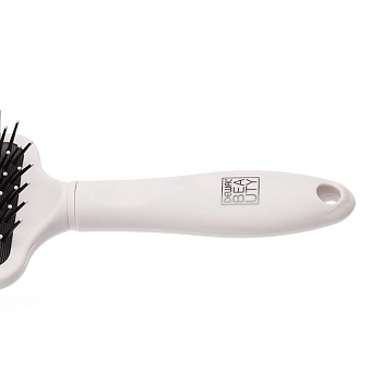 DEWAL BEAUTY Щетка массажная Прованс с пластиковым штифтом, квадратная, пудровая 13 рядов, фото 3