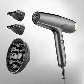 BABYLISS PRO Фен BaByliss PRO Falco Grey/Gold, 2000Вт, 2 насадки, фото 6