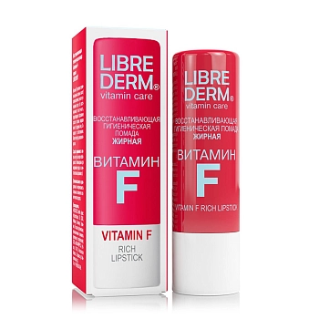LIBREDERM Помада гигиеническая восстанавливающая жирная / VITAMIN F 4 г, фото 2