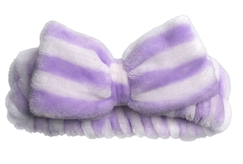 Повязка на голову бантик, белая с синей полоской