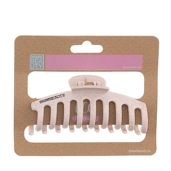 DEWAL BEAUTY Заколка-краб для волос большая, овал, бежевая 1 шт, фото 3
