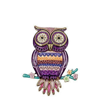 Брошь-магнит Сова фиолетовая