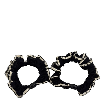 IWOU PROFESSIONAL Резинка для волос вискозная Фантазия черная с белым кантом 2шт, фото 2