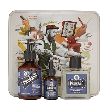 PRORASO Набор для ухода за бородой (шампунь 200 мл, масло 30 мл, бальзам 100 мл) AZUR LIME, фото 4