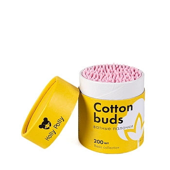 HOLLY POLLY Палочки ватные бамбуковые косметические розовые, 200 шт, фото 2