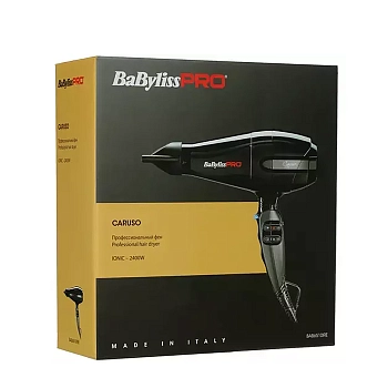 BABYLISS PRO Фен BaByliss Pro Caruso черный, ионизация, 2 насадки 2400 Вт, фото 11