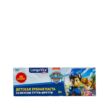LONGA VITA Паста зубная детская профилактическая от 3-х лет Тутти-Фрутти / Longa Vita Paw Patrol Biotech 75 гр, фото 3