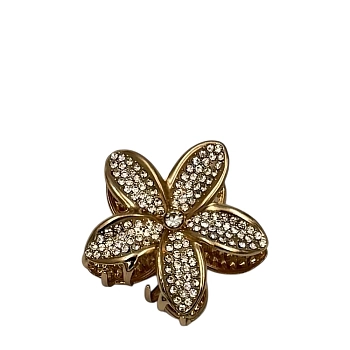 Краб для волос мини Цветок в стразах золото 1шт