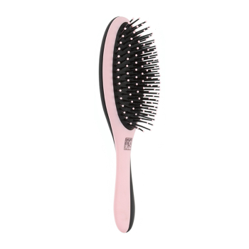 DEWAL BEAUTY Щетка массажная Дуэт, овальная с нейлоновым штифтом, розовая с черным, фото 1