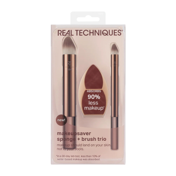 REAL TECHNIQUES Набор кистей и спонж для макияжа / Real Techniques Makeupsaver Sponge + Brush Trio, фото 1