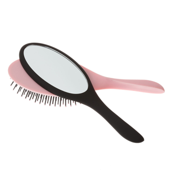 DEWAL BEAUTY Щетка массажная Дуэт, овальная с нейлоновым штифтом, розовая с черным, фото 4