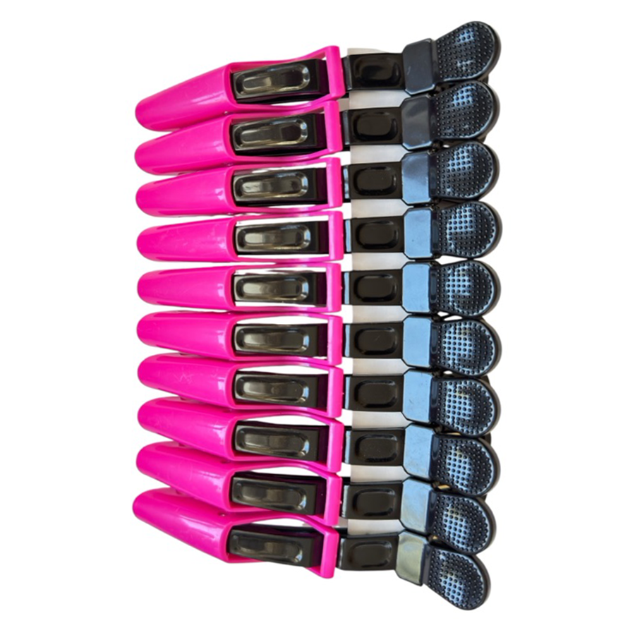 IWOU PROFESSIONAL Зажимы профессиональные для волос (крокодилы), розовые 115мм 10шт/уп, фото 2