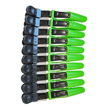 IWOU PROFESSIONAL Зажимы профессиональные для волос (крокодилы), зеленые 115мм 10шт/уп, фото 2