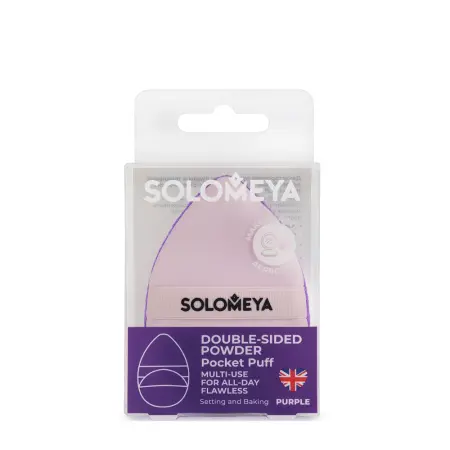 SOLOMEYA Пуховка двуxсторонняя для пудры и тональных основ, фиолетовая / Solomeya Double-sided Powder Pocket Puff, Purple, 1 шт - 1