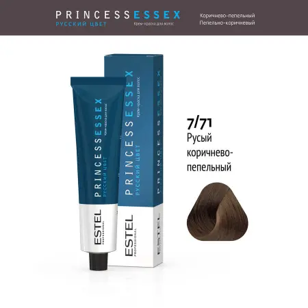 ESTEL PROFESSIONAL 7/71 краска для волос, средне-русый коричнево-пепельный / ESSEX Princess 60 мл - 2