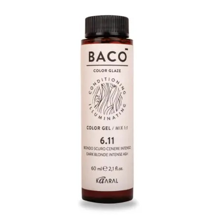 KAARAL 6.11 краска для волос, темный блондин интенсивно-пепельный / BACO COLOR GLAZE 60 мл - 2