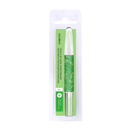 SOLOMEYA Гель 2в1 для укрепления ногтей и питания кутикулы, зеленый чай / Gel 2in1:Strengthen and Nourish with Green tea 2 мл - 3