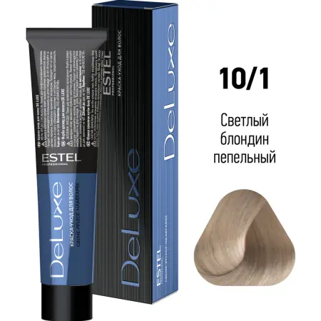 ESTEL PROFESSIONAL 10/1 краска для волос, светлый блондин пепельный / DE LUXE 60 мл - 2