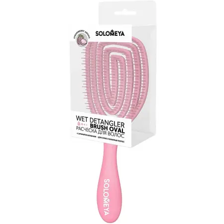 SOLOMEYA Расческа для сухих и влажных волос с ароматом клубники MZ0011 / Wet Detangler Brush Oval Strawberry - 2