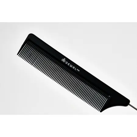 DEWAL PROFESSIONAL Расческа рабочая с металлическим хвостиком Эконом (черная) 20,5 см - 3
