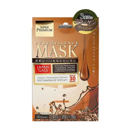 JAPAN GALS Маска для лица c тремя видами коллагена / Pure5 Essence Premium 30 шт - 1