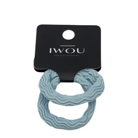 IWOU PROFESSIONAL Резинка для волос Волна светло-голубая 2шт - 2