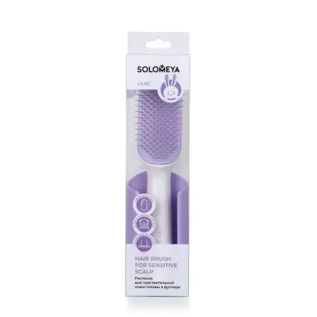 SOLOMEYA Расческа для чувствительной кожи головы в футляре, лиловая / Hair Brush for sensitive scalp Lilac - 7