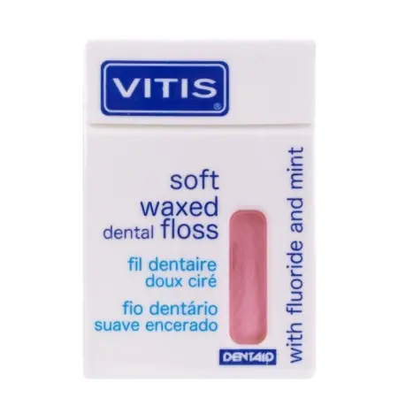 DENTAID Нить межзубная в твердой упаковке Vitis Waxed Dental Floss with Fluoride and Mint 50 м - 2
