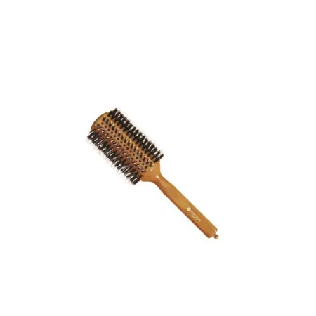 HAIRWAY Брашинг STYLE на деревянной основе, натуральная щетина, белые штифты 38 мм - 1