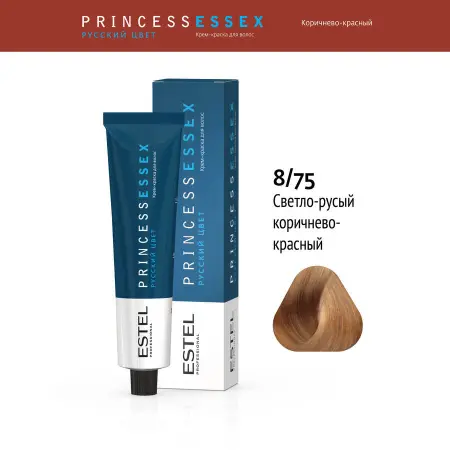 ESTEL PROFESSIONAL 8/75 краска для волос, светло-русый коричнево-красный / ESSEX Princess 60 мл - 2