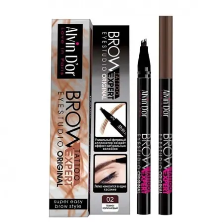 ALVIN D OR Лайнер для бровей, тон 02 / Brow Tattoo Dark brown 7 мл - 2