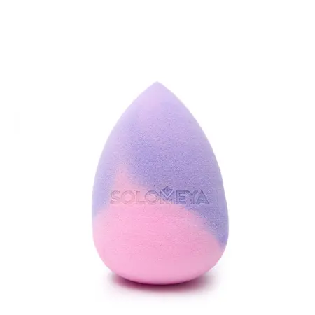 SOLOMEYA Спонж для макияжа меняющий цвет Капля, фиолетово-розовый / Color Changing Drop blending sponge Violet-Pink 1 шт - 4