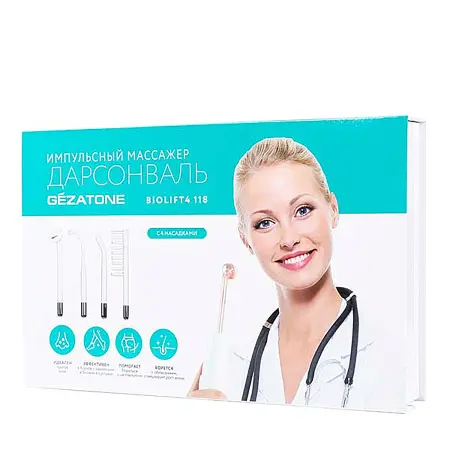 GEZATONE Массажер импульсный дарсонваль Biolift4 118, 4 насадки - 4