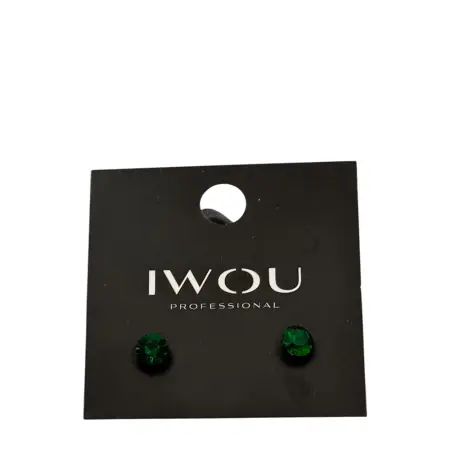 IWOU PROFESSIONAL Серьги гвоздики IWOU глубокий изумруд 7мм - 1