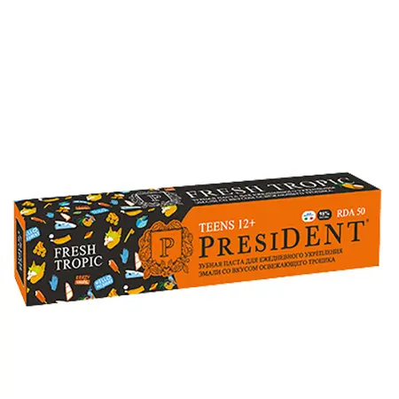 PRESIDENT Паста зубная детская 12+ Fresh tropic (50 RDA) / President 70 г - 4