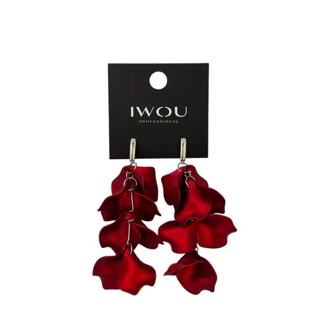 IWOU PROFESSIONAL Серьги Танцующие лепестки красные - 1