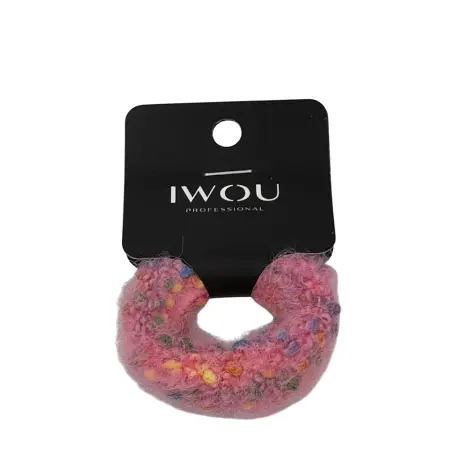 IWOU PROFESSIONAL Резинка для волос Меланж розовая 1шт - 1