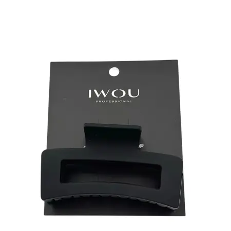 IWOU PROFESSIONAL Краб для волос большой Прямоугольник черный матовый 1шт - 1