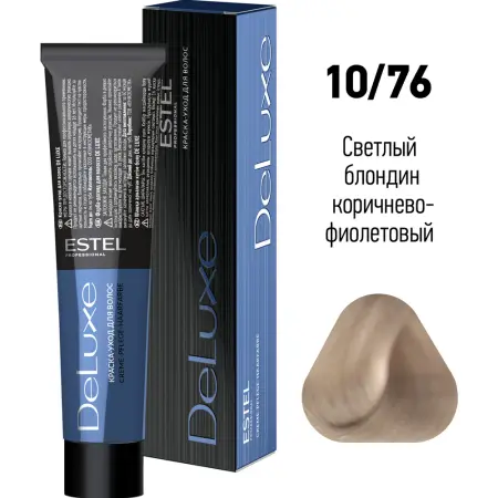 ESTEL PROFESSIONAL 10/76 краска для волос, светлый блондин коричнево-фиолетовый / DE LUXE 60 мл - 2