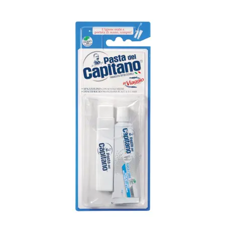 PASTA DEL CAPITANO Набор дорожный (зубная паста 25 мл + зубная щетка складная) Pasta del Capitano Plaques & Cavities - 1