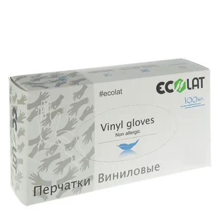 ECOLAT Перчатки виниловые, прозрачные, размер XS / EcoLat 100 шт - 1