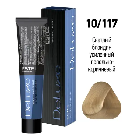 ESTEL PROFESSIONAL 10/117 краска для волос, светлый блондин усиленный пепельно-коричневый / DE LUXE 60 мл - 2
